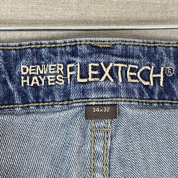 Denver Hayes Jeans Relaxed Fit Flextech Blue Striated Straight Leg 34 X 32 Tag - Picture 7 of 12